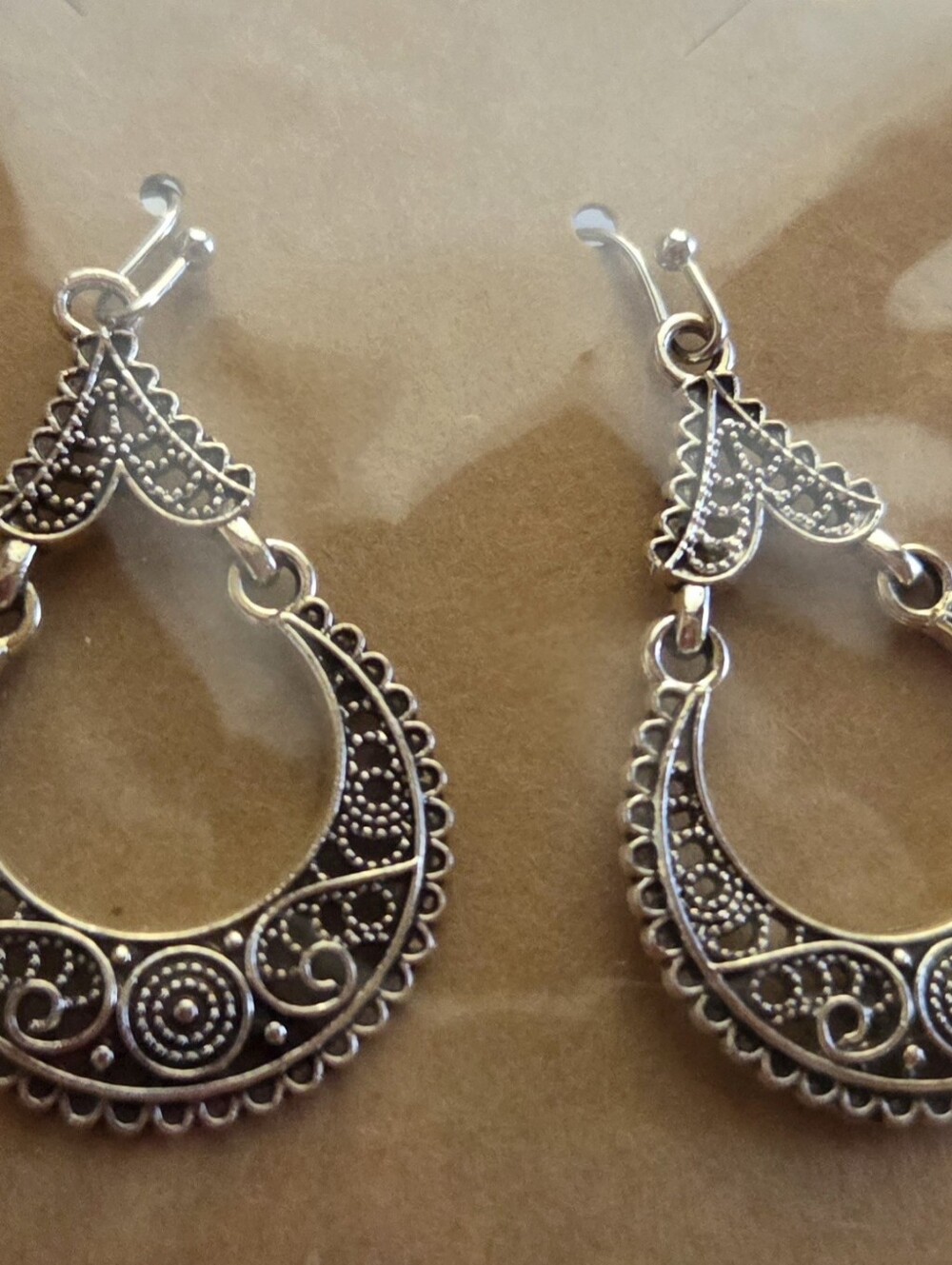 Intricate Silver Filigree Drop Earrings